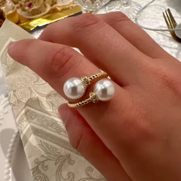Silver Twist Pearl Ring - Picture 10 of 11